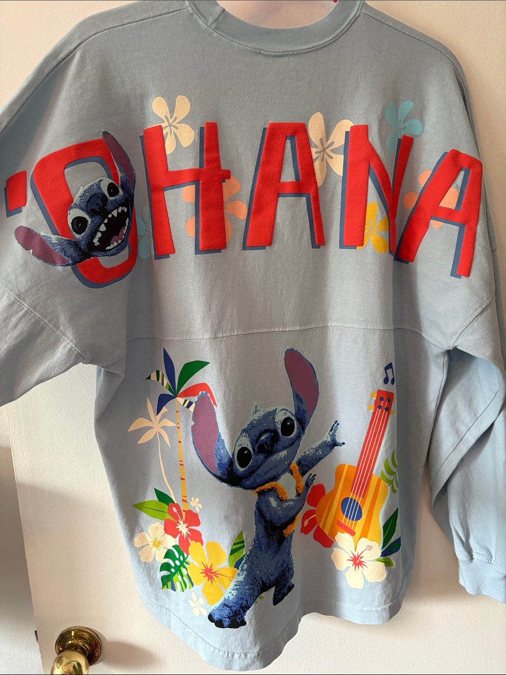 Disney x Spirit Jersey -  Stitch Light Blue 'Ohana' Graphic on back NWOT